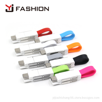 Yijiashishang 2019 New design 4 in 1 Keychain USB Cable with OTG function Mobile Phone Chargers Cable For Android,IOS,USB C(Type C)